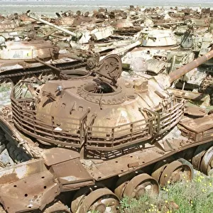 A collection of Iraqi tanks rusting in a scrap yard close to Kuwait City are a reminder