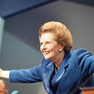 The Conservative Party Conference, Bournemouth. Prime Minister Margaret Thatcher delivers