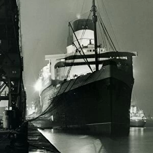 The Cunard trans-atlantic liner The Queen Elizabeth seen her moored alongside