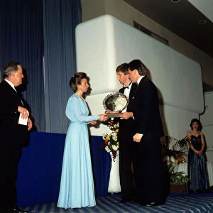 Dan Travers receives award from Princess Anne January 1987