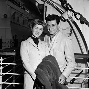 Debbie Reynolds and husband Eddie Fisher arrive at Southampton onboard the Queen