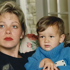 Denise Welch pictured at home with her son Matthew 3 October 1991 circa