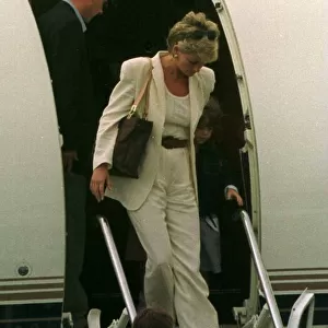 Diana Princess of Wales arrives in Cannes, South of France as she begins her holiday