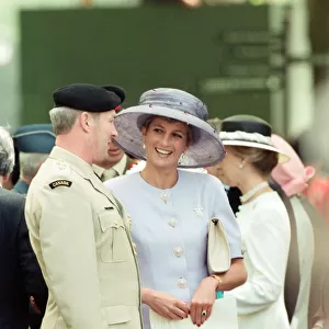 Diana, Princess of Wales attends the unveiling of the Canadian War Memorial in Green Park
