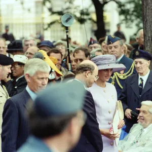 Diana, Princess of Wales attends the unveiling of the Canadian War Memorial in Green Park