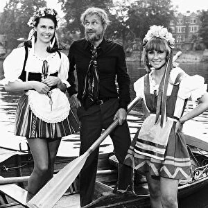 Donald Pleasance Actor on the river thames during filming with Tessa Rees-Roberts