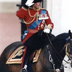 The Duke of Edinburgh. Prince Philip saluting on horse back, in full uniform. June 1994