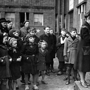 Dutch children who are to travel to Coventry. February 1945