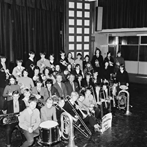 Eaglescliffe School band in rehearsal. Circa 1972