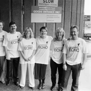 The Echo stair run team, training for charity event, 10th November 1989. L to R