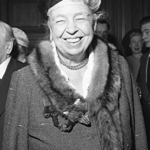 Elenor Roosevelt seen here at a luncheon held at Foyles in London. 6th April 1959