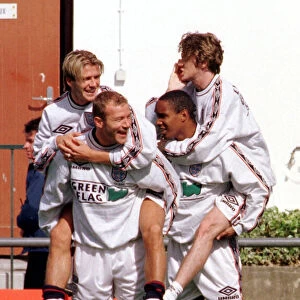 England Football Training 1998 team mates relaxing Alan Shearer