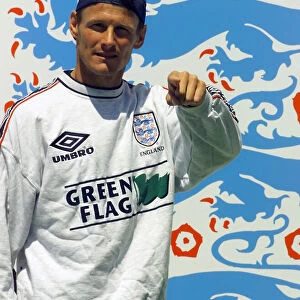England footballer Teddy Sheringham at a training session during the World Cup tournament