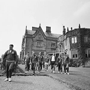 The England national team squad at Lilleshall for a training session ahead of the 1966