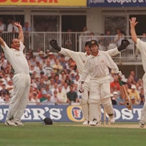 England v Australia cricket Test Match August1988 Phil Tufnell being