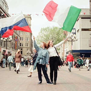 Euro 96 Flags, Church Street, Liverpool City Centre, 9th June 1996