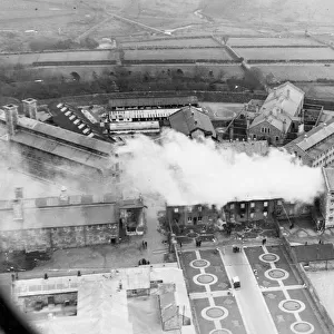Fire started by prisoners during riot at Dartmoor Prison, January 1932