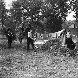 Firemen of the National Fire Service mobile column seen here camping in Northwood, London