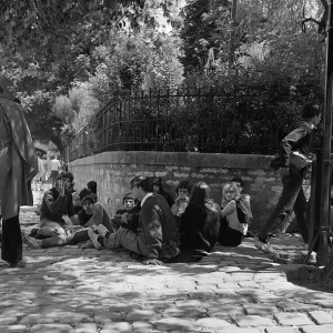 France Paris - Students gather on the banks of the River Seine