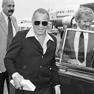 Frank Sinatra seen here at Heathrow on his way to Egypt where he is appearing in a film
