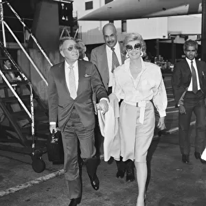 Frank Sinatra and wife Barbara Marx seen at Heathrow Airport prior to departing for New