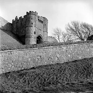 The gatehouse to Carisbrooke Castle on the Isle of Wight. 1957