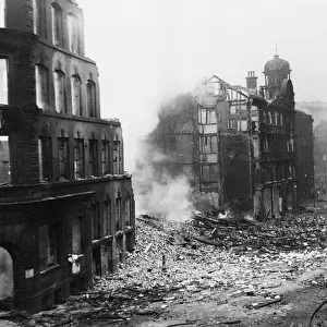 General view of Cannon Street in Manchester. after bombing during the Second World