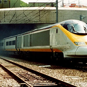 General view of a Channel Tunnel train Eurostar Circa 1992