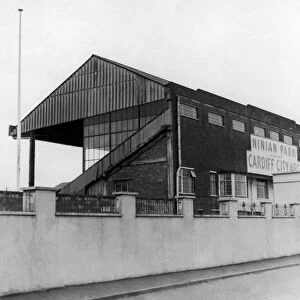 The grandstand at Ninian Park, home ground of CArdiff City Football Club