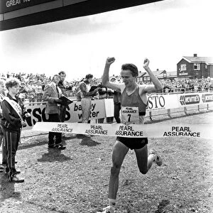 The Great North Run 24 July 1988 - Mens race winner John Treacy crosses the finish line