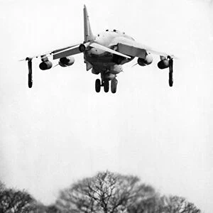 The Hawker Siddely Harrier takes off vertically. Some of its lethal load can be seen