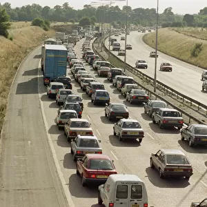 Heavy traffic on the M4 coming into London. 28th June 1989