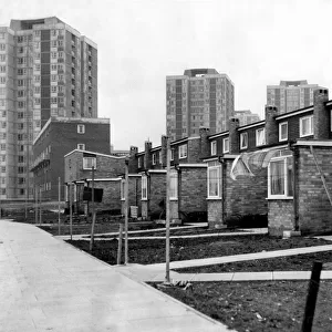 The high rise flats at Scotswood, tower over the houses in Essex Close in Newcastle 20