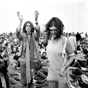 Hippy couple dancing at The Isle of Wight Festival. 30th August 1969
