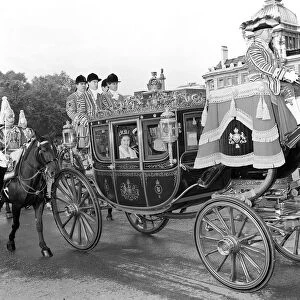 HM Queen Elizabeth II on her way to opening the parliament, November 1981