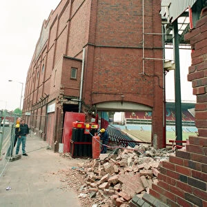 The Holte End stand at Villa Park is demolished by workmen. 10th May 1994