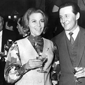 Honor Blackman and Patrick MacNee at a Variety Club luncheon in March 1964