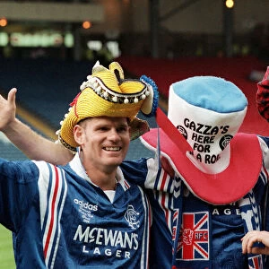 Ian Durrant Rangers football player celebrates after their Scottish Cup Final win wearing