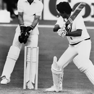 Indian cricket team in the British Isles 1982. Action during the second test match