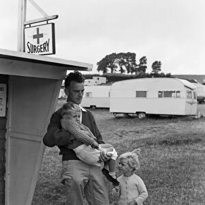 An injured boy at the Doctors Surgery at Sandy Bay Caravan site, near Exmouth, Devon