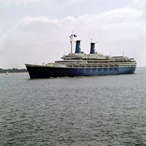 Italian cruise liner the Achille Lauro at Southampton Circa 1975