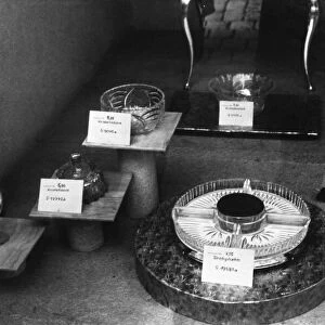 Items for trade on display in a shop window in Luneburg