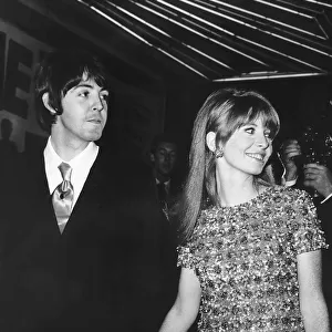 Jane Asher tv presenter and actress with Paul McCartney at the premiere of How I Won The