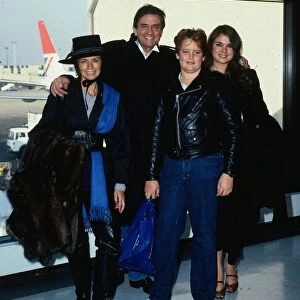Johnny Cash with family at airport April 1984