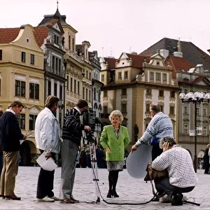 Judith Chalmers presenting Wish You Were Here television programme from Prague