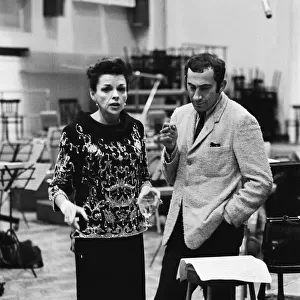 Judy Garland with Lionel Bart at the EMI studios in St Johns Wood recording Maggie May