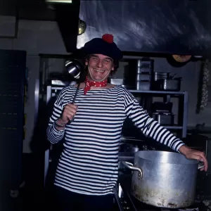 Keith Floyd television chef dressed as Frenchman circa 1990
