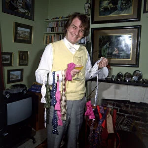 Keith Floyd television chef with a selection of colourful bow ties