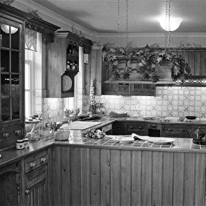 Kitchen in a show house of "Dulwich Gate". Prime Minister Margaret Thatcher