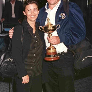 Lee Westwood Golfer September 1997 arriving at Heathrow airport after winning the Ryder
